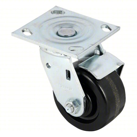 Zoro Select NSF-Listed Plate Caster, 800 lb. Ld Rating, Roller P21S-PH040R-14-WB-DL