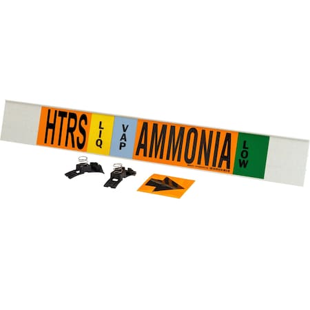 Brady HTRS LIQVAP AMMONIA LOW Pipe Marker, 4in H x 24in W, Fits Pipes 8in Dia. or Larger 145938