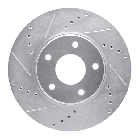 Dynamic Friction Co DFC Brake Rotor - Drilled and Slotted - Silver 631-67087L