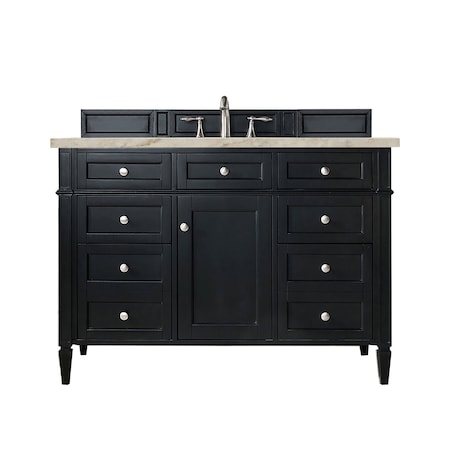 James Martin Vanities Brittany 48" Single Vanity, Black Onyx, w/ 3 CM Tajnar Eclos Top 650-V48-BKO-3TJR