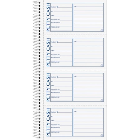 Tops Business Forms Tops Petty Cash Book, 2-Part, Carbonless, 11" x 5-1/2", White/Canary, 200 Sets/Book 4109