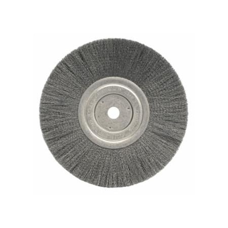 Weiler Narrow Face Crimped Wire Wheel, 8 in D x 3/4 W, .0118 Stainless Steel, 6,000 rpm 804-01805