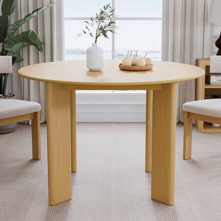Homeroots 45" Black Solid Wood Double Pedestal Base Round Top Dining Table 712206
