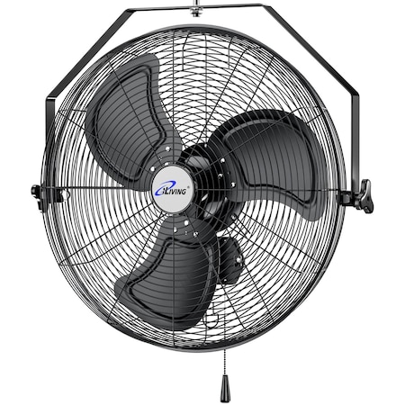 Iliving 20 Inch Industrial Wall Mount Fan, 4750 CFM High Velocity, Outdoor Rated, 3-Speed, UL Listed ILG8E20