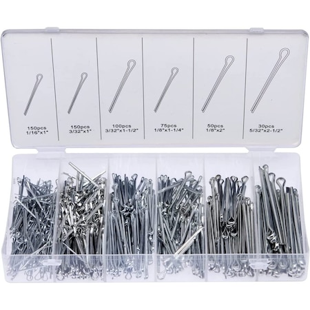 Neiko Cotter Zinc Plated Steel Clips, 555 Piece, Holds Pins or Castle Nuts in Place 50454A