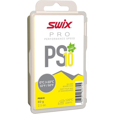 Swix Fluoro-Free Ski Snowboard Glide Wax, Yellow - PS10 129128