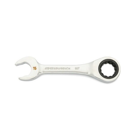 Gearwrench Stubby Combination Ratchet, 12 Pt, 15 mm 86845