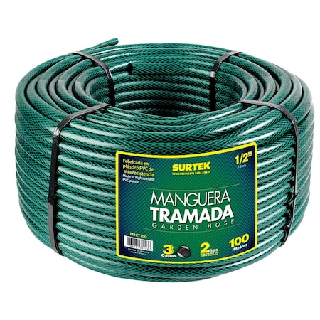 Surtek 5/8 in ID x 328 ft L Garden Hose, Green M58T100