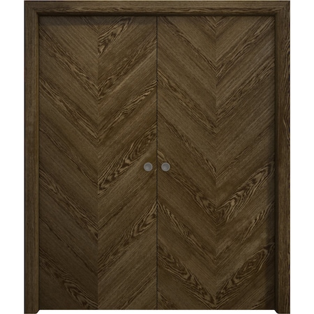 Sartodoors Sliding French Double Pocket Doors 36 x 80 inches, Ego 5005 Marble Oak, Kit Rail Hardware, Solid EGO5005DP-DMR-36
