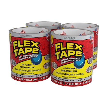 Flex Seal Flex Tape Clear 4in x 5ft, 4PK TFSCLRR0405