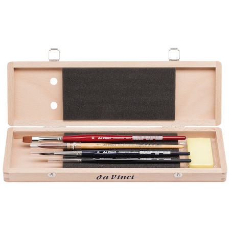 Da Vinci Watercolor Brush Set, Assortment 5279, 4 Brush Set in Wooden Box with Soap VA-5279_0
