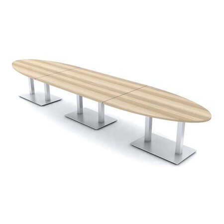 Skutchi Designs Oval Conference Table With Power Unit, 48 in W, 216 in L, Brown HAR-OVL-48X216-DOU-K525-NA