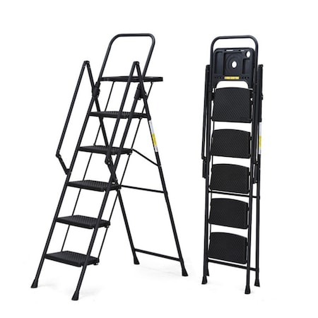 Edendirect 5-Step Steel Lightweight Folding Step Ladder, 500 lb. Load Capacity Type IAA Duty Rating IR-W2717P257603