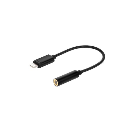 Monoprice MFi Certified Lightning to 3.5mm Audio Adapter_ Nylon Braid_ Black 36444