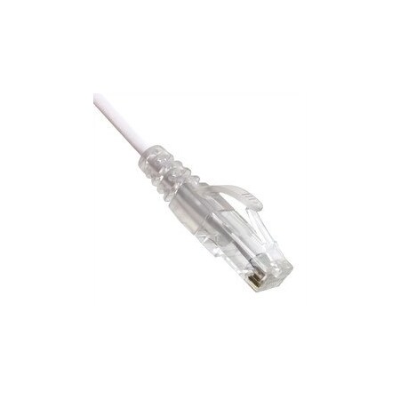 Cable Wholesale Slim Cat6a White Copper Ethernet Cable, 10 Gigabit, Snagless/Molded Boot, 500 MHz, 6 inch 13X6-69100.5
