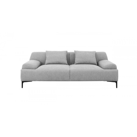 Homeroots 86" Gray Sofa And Toss Pillows With Black Legs 480922