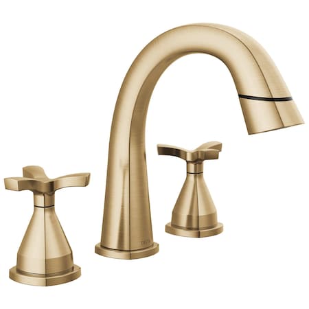 Delta Stryke Two Handle Widespread Pull Down Bathroom Faucet In Lumicoat Champagne Bronze 357756-CZPD-PR-DST
