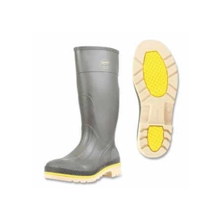 Servus PRO+ PVC Boots, Steel Toe, Size 10, 15 in H, Gray with Beige/Yellow Sole 922-75105-GYM-110