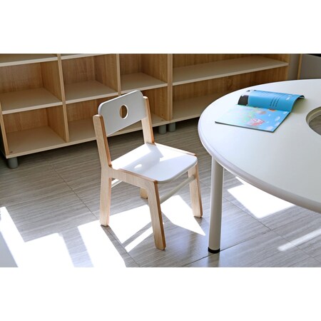 Beleduc By Playwell Square Table 24x24 White Top, Oak Legs 47cm/18.5inH + 2 Medium Illiana Chairs 11.8in Seat 846074161