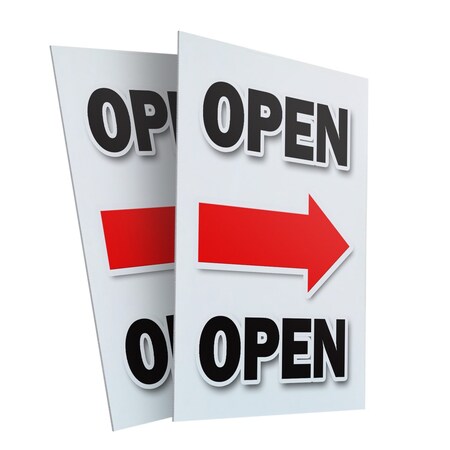 Signmission Giant Open With Arrow, Plastic Signs Only 24 Inch x 36 Inch, Corrugated Plastic, 2PK CSB-2436-2PACK-Giant Open With Arrow