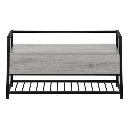 Homeroots 42in Gray And Black Bench With Flip top 489779