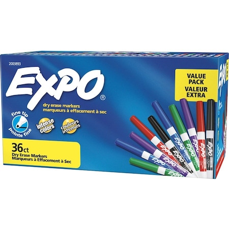Expo Low-Odor Dry Erase Marker Office Pack, Fine Bullet Tip, Assorted, PK36 2003893