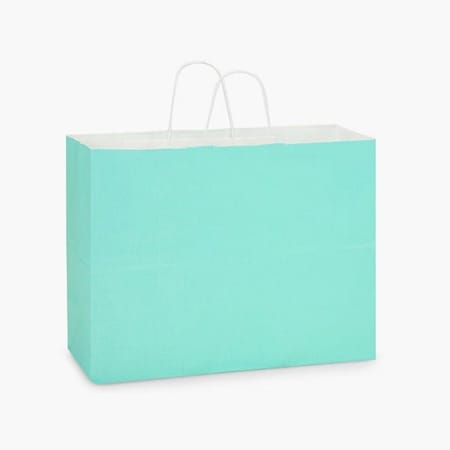 Nashville Wraps Aqua White Kraft Shopping Bags Vogue 16x6x12, 250PK AQBVW