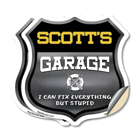 Signmission Scott's Garage I Can Fix Everything But Stupid, 18 inch X 18 inch, Vinyl Decal, 2PK SHI-D-2PACK-18-490-SCOTT
