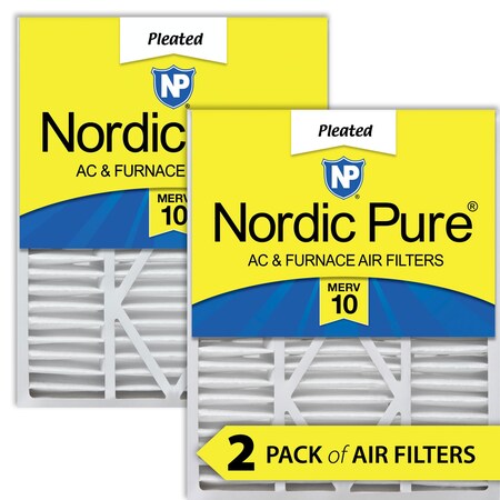 Nordic Pure 20x25x5 Pleated Air Filter, High Capacity, Electrostatically Charged Synthetic Media, MERV 10, 2 PK 20x25x5_1/4GCAM10-2