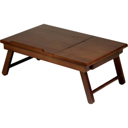 Winsome 94623 Alden Lap Desk Flip Top with Drawer Foldable Legs- Antique Walnut 94623