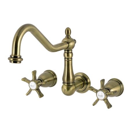 Kingston Brass Two-Handle Wall Mount Tub Faucet, Antique Brass KS1023NX