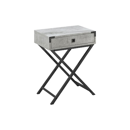 Homeroots 24" Black And Gray Wood And Metal End Table With Drawer 333259