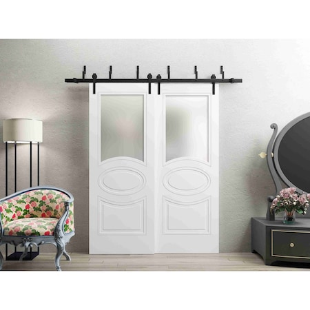 Vdomdoors Barn Bypass Interior Door, 36" x 80", White MELA7012BBB-WS-36