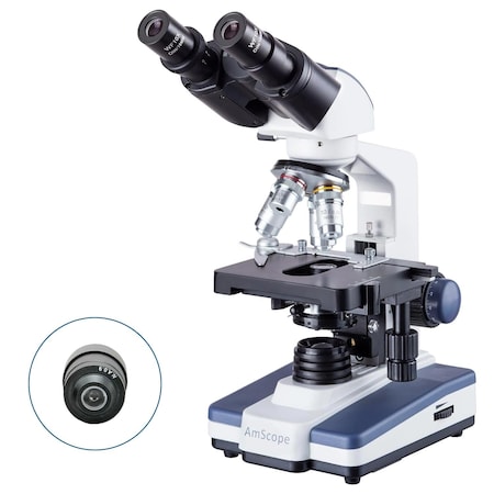 Amscope B120 LED Darkfield Binocular Compound Microscope 40X-2500X w/Siedentopf Head, 3D Mechanical Stage an B120C-DK-E3