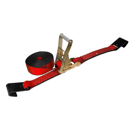 Tie 4 Safe 2'' x 40' Ratchet Tie Downs w/ Flat Hook WLL: 3,333 lbs. Red RT04C-540-M11N-R-C-1