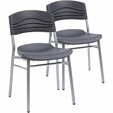 Iceberg CafeWorks Chair, Graphite Seat and Back, Silver Frame, 18 in Seat Height, 2 PK 64517