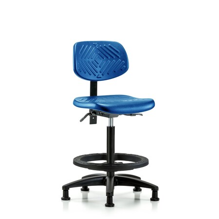 Blue Ridge Ergonomics Poly Chair, High Bench, Foot Ring, Glides, Blue BR-PHBCH-RG-T0-A0-BF-RG-BLU