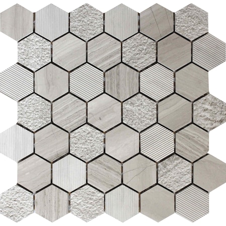 Apollo Tile Wooden Gray 12x12 Marble Polished, Etched Floor and Wall Mosaic Tile 4.92 sqft/case, 5PK APLBL8801WGA