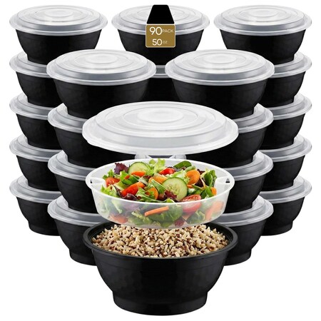 Eco Harmony Products Microwaveable Noodle Bowl with Insert and Lid, 50oz, 90PK 804516