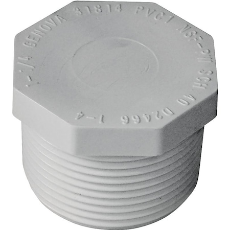 Lasco IPEX Pipe Plug, 1-1/4 in, MPT, PVC, White, SCH 40 Schedule 435625