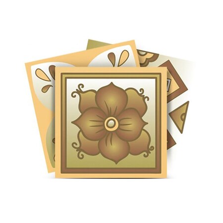 Homeroots 4" X 4" Vintage Beige And White Peel And Stick Removable Tiles 390903