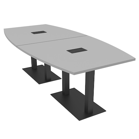 Skutchi Designs Boat Conference Table With Power Unit, 48 in W, 96 in L, Grey HAR-BOT-48x96-DOU.BK-U779-EBLK