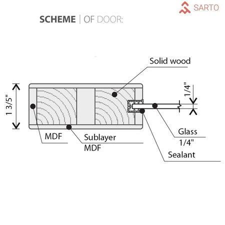 Sartodoors Barn Interior Door, 18" x 96", Gray QUADRO4002BD-S-SSS-1896
