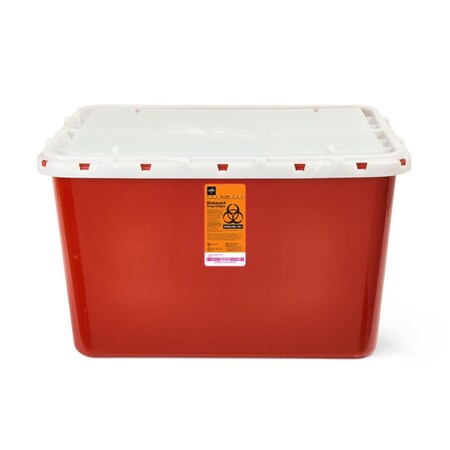 Medline Sharps Containers, Red, Hinged Top Lid, 8 gal., 10PK MDS705208HN