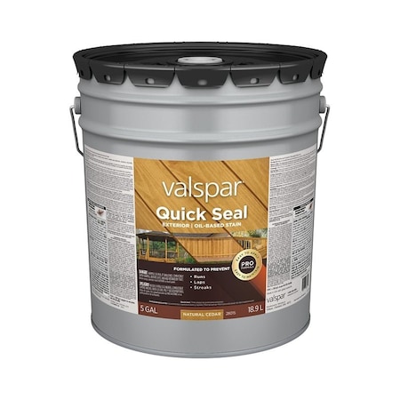 Valspar Quick Seal Exterior Stain, Semi-Transparent, Natural Cedar, Liquid, 5 gal VL1028015-20