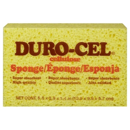 Duro-Cel 03070 Sponge, 6 in L, 4 in W, 1-1/2 in Thick, Cellulose, Yellow 3070