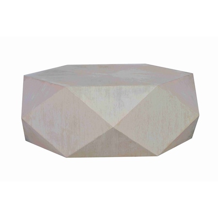 Homeroots 50" Gray Wood Hexagon Distressed Block Coffee Table 714208