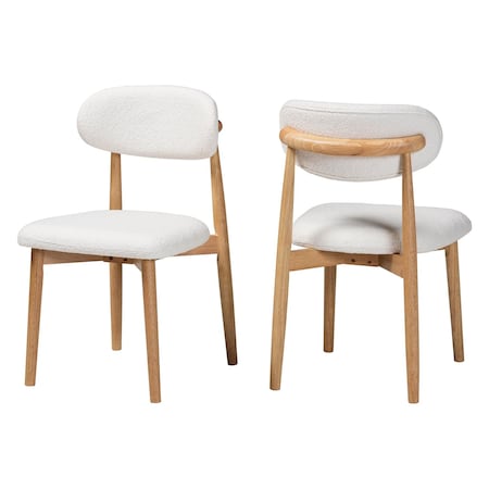 Baxton Studio Wattsu Boucle Upholstered Dining Chair Set of 2 261-2PC-14268-ZORO