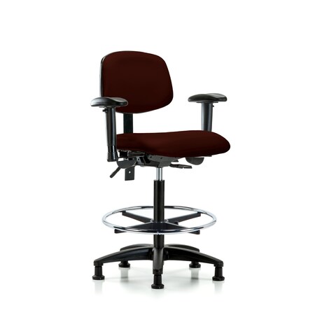 Blue Ridge Ergonomics Chair, Fab, Med Bench, Tilt BF Glides, Bur, 6-Way Adjustable, 26" to 35" Height, Burgundy BR-VHBCH-RG-T0-A1-CF-RG-8569