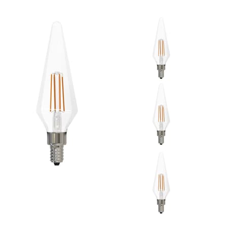 Bulbrite LED Filament 4W, Dimmable Prism Bulbs, Clear Glass, E12 Base, 3000K, 350 Lm, 4PK 862861